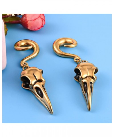 2PCS Ear Gauges Fashion Bird Skull Ear Hanger Weights for Stretched Ears Body Piercing Tunnels 316 Stainless Steel Hypoallerg...