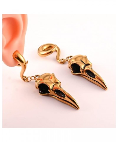 2PCS Ear Gauges Fashion Bird Skull Ear Hanger Weights for Stretched Ears Body Piercing Tunnels 316 Stainless Steel Hypoallerg...