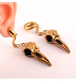 2PCS Ear Gauges Fashion Bird Skull Ear Hanger Weights for Stretched Ears Body Piercing Tunnels 316 Stainless Steel Hypoallerg...