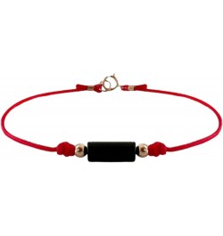 14k Solid Gold Black Tourmaline Bead Red String Bracelet - Powerful Protection Amulet, Kabbalah Talisman for Good Luck and Po...