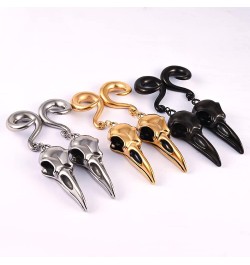 2PCS Ear Gauges Fashion Bird Skull Ear Hanger Weights for Stretched Ears Body Piercing Tunnels 316 Stainless Steel Hypoallerg...