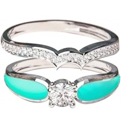 2 PCS Ring Set Natural Turquoise Diamond Rings Western Jewelry Turquoise Silver Color Rings for Women Bohemian Joint Knuckle ...