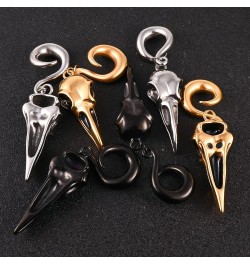 2PCS Ear Gauges Fashion Bird Skull Ear Hanger Weights for Stretched Ears Body Piercing Tunnels 316 Stainless Steel Hypoallerg...