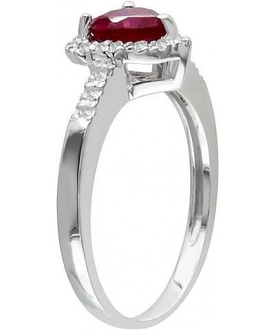 Lab-Created Ruby Heart Ring 1.10 Carat (ctw) with Diamonds in Sterling Silver $36.53 Rings