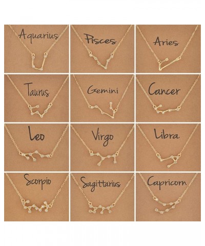 Cardboard Star Zodiac Sign 12 Constellation Necklaces Crystal Charm Gold Chain Choker Necklace for Women Birthday Jewelry Gif...