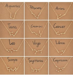 Cardboard Star Zodiac Sign 12 Constellation Necklaces Crystal Charm Gold Chain Choker Necklace for Women Birthday Jewelry Gif...