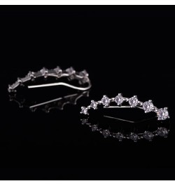 Silver Plated Cubic Zirconia Cuffs Climber Earrings for Women Hypoallergenic 7 Shiny Crystals Ear Climber Fashion Crawler Jew...