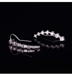 Silver Plated Cubic Zirconia Cuffs Climber Earrings for Women Hypoallergenic 7 Shiny Crystals Ear Climber Fashion Crawler Jew...