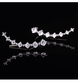 Silver Plated Cubic Zirconia Cuffs Climber Earrings for Women Hypoallergenic 7 Shiny Crystals Ear Climber Fashion Crawler Jew...