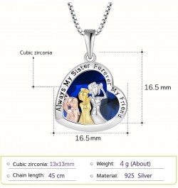 3 Sister Necklace 925 Sterling Silver Love Heart Birthstone Necklace Always My Sister Forever Gifts My Friend for Sister Jewe...