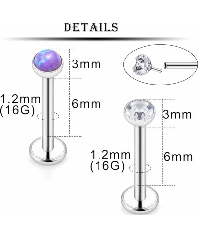 16G 18G 20G Tragus Cartilage Earring Stud Surgical Steel Forward Helix Conch Earring Flat Back Nose Rings Studs Piercing Jewe...