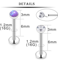 16G 18G 20G Tragus Cartilage Earring Stud Surgical Steel Forward Helix Conch Earring Flat Back Nose Rings Studs Piercing Jewe...