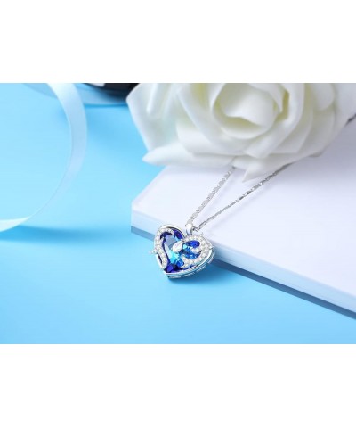 Heart Crystal Flower Leaf Teardrop Necklace for Women Girl Valentine's Day Gift Pendant with Elegant Box Dainty Anniversary J...