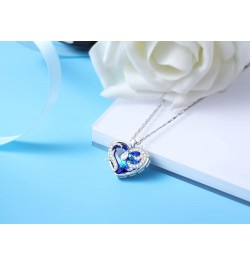 Heart Crystal Flower Leaf Teardrop Necklace for Women Girl Valentine's Day Gift Pendant with Elegant Box Dainty Anniversary J...