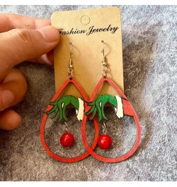 Christmas Earring for Women Girls Handmade Wooden Painted Teardrop Dangle Drop Earrings Grinchmas Accessories for Christmas N...