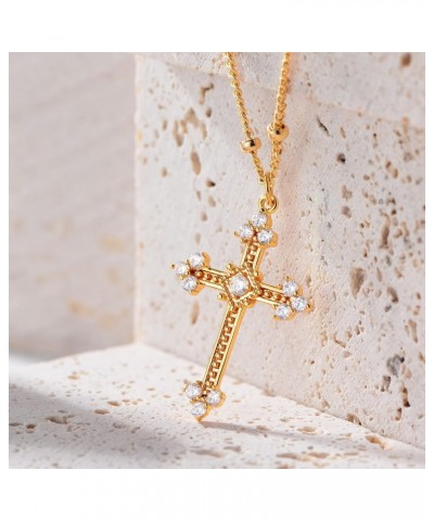 Cross Necklace Faith Pendant 14K Plated Dainty Chain Minimalist Simple Tiny God Lords Prayer Religious Jewelry Gift 13Pcs CZ ...