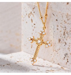 Cross Necklace Faith Pendant 14K Plated Dainty Chain Minimalist Simple Tiny God Lords Prayer Religious Jewelry Gift 13Pcs CZ ...