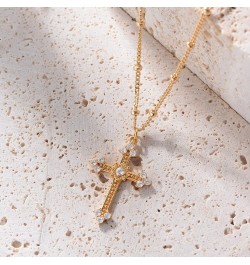 Cross Necklace Faith Pendant 14K Plated Dainty Chain Minimalist Simple Tiny God Lords Prayer Religious Jewelry Gift 13Pcs CZ ...