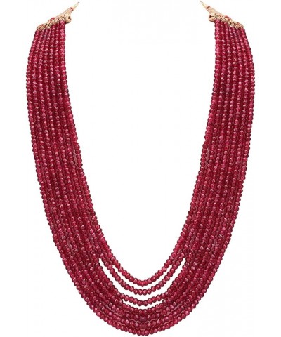 Multi color 7 Line Quartz Beads Strand Jewelry Necklace Women Red $17.60 Necklaces