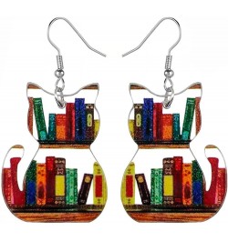 Fun Acrylic Book Earrings for Women, Bookshelf Bookcase Dangle Earring, Cat Book Earring Earrings, Book Lover Gift, Librarian...