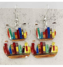 Fun Acrylic Book Earrings for Women, Bookshelf Bookcase Dangle Earring, Cat Book Earring Earrings, Book Lover Gift, Librarian...