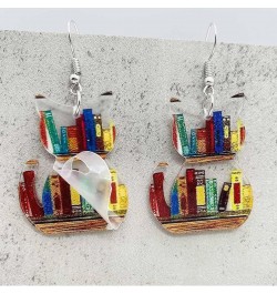 Fun Acrylic Book Earrings for Women, Bookshelf Bookcase Dangle Earring, Cat Book Earring Earrings, Book Lover Gift, Librarian...