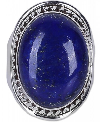 Artisan Handmade Lapis Lazuli Singlestone Ring .925 Sterling Silver India Blue Cocktail Riverside Birthstone 'Captivating Blu...