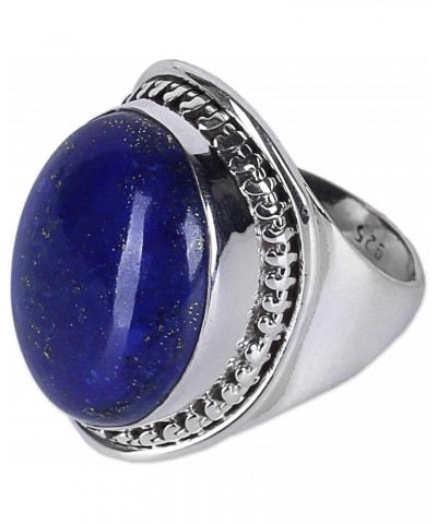 Artisan Handmade Lapis Lazuli Singlestone Ring .925 Sterling Silver India Blue Cocktail Riverside Birthstone 'Captivating Blu...