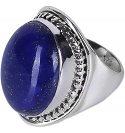 Artisan Handmade Lapis Lazuli Singlestone Ring .925 Sterling Silver India Blue Cocktail Riverside Birthstone 'Captivating Blu...