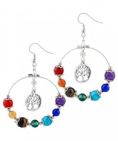 7 Chakra Stone Dangle Earrings for Women,Assorted Shapes silver-plated-base 7 chakra stone-2 $10.79 Earrings