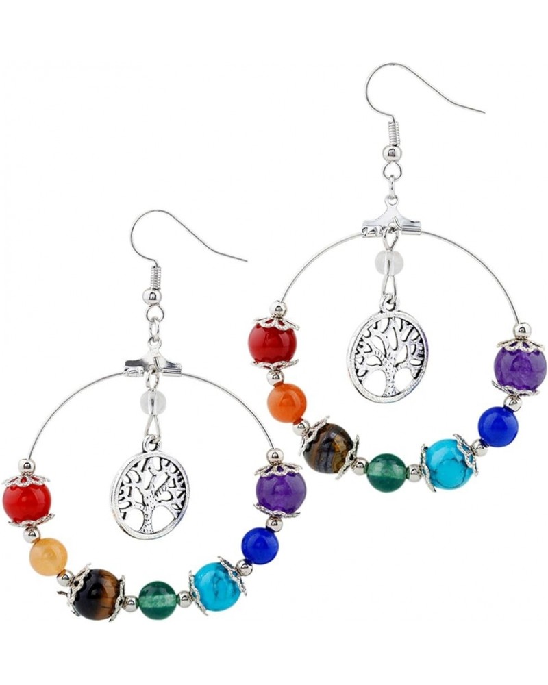 7 Chakra Stone Dangle Earrings for Women,Assorted Shapes silver-plated-base 7 chakra stone-2 $10.79 Earrings