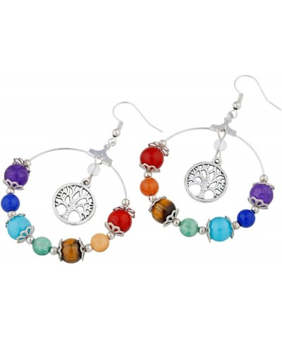 7 Chakra Stone Dangle Earrings for Women,Assorted Shapes silver-plated-base 7 chakra stone-2 $10.79 Earrings