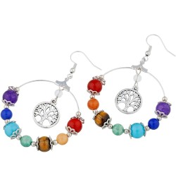 7 Chakra Stone Dangle Earrings for Women,Assorted Shapes silver-plated-base 7 chakra stone-2 $10.79 Earrings