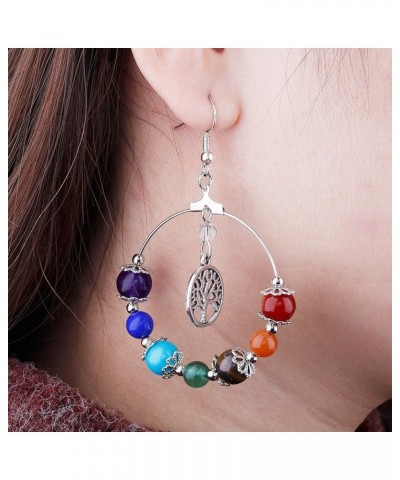 7 Chakra Stone Dangle Earrings for Women,Assorted Shapes silver-plated-base 7 chakra stone-2 $10.79 Earrings