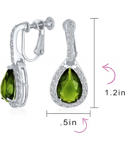 Bridal Jewelry Set 7-15 CT Vintage Style Halo Cubic Zirconia AAA CZ Huggie Pierced Snap Drop Teardrop Screw Back Clip On Earr...