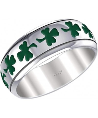 and Gems Women's Sterling Silver 8mm Irish Celtic Shamrock 3 Leaf Clover Wedding Band Ring $33.63 Bracelets