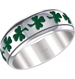 and Gems Women's Sterling Silver 8mm Irish Celtic Shamrock 3 Leaf Clover Wedding Band Ring $33.63 Bracelets