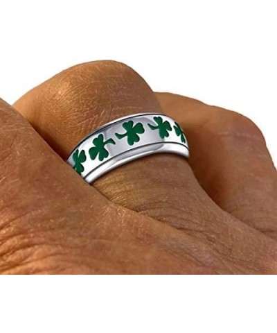 and Gems Women's Sterling Silver 8mm Irish Celtic Shamrock 3 Leaf Clover Wedding Band Ring $33.63 Bracelets