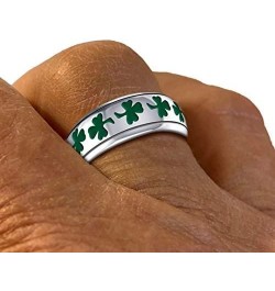 and Gems Women's Sterling Silver 8mm Irish Celtic Shamrock 3 Leaf Clover Wedding Band Ring $33.63 Bracelets