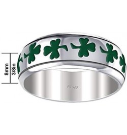 and Gems Women's Sterling Silver 8mm Irish Celtic Shamrock 3 Leaf Clover Wedding Band Ring $33.63 Bracelets