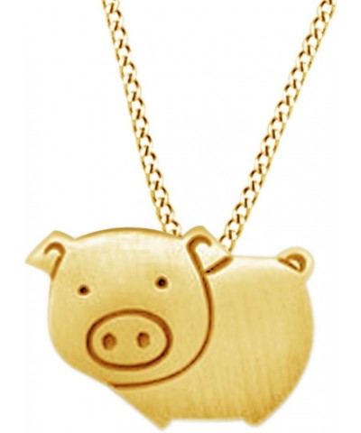 Cute & Lovely Pig Pendant Necklace In 925 Sterling Silver For Women's yellow-gold-plated-silver $20.80 Necklaces