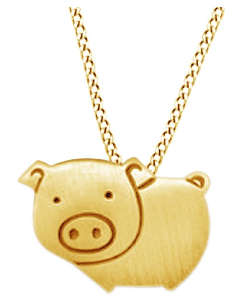 Cute & Lovely Pig Pendant Necklace In 925 Sterling Silver For Women's yellow-gold-plated-silver $20.80 Necklaces