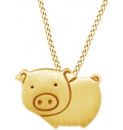 Cute & Lovely Pig Pendant Necklace In 925 Sterling Silver For Women's yellow-gold-plated-silver $20.80 Necklaces