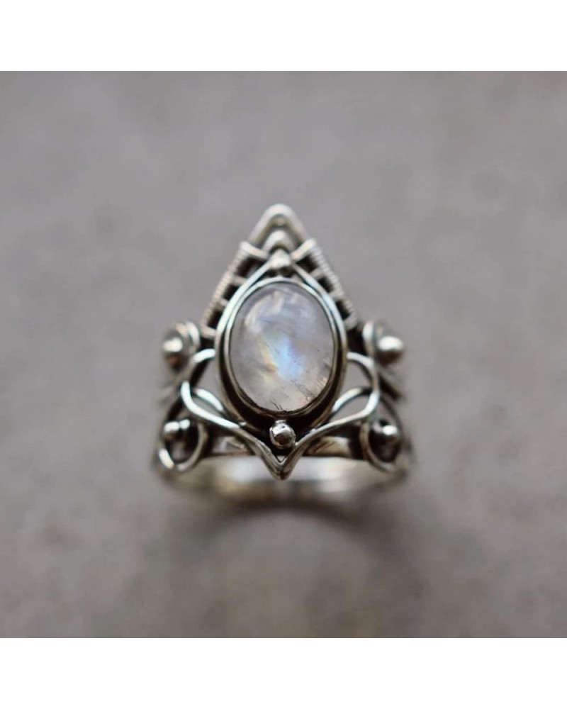 Natural Moonstone 925 Sterling Silver Victorian Style Solitaire Ring Moonstone Ring Sterling Silver Ring Oval Moonstone Cubic...