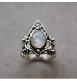 Natural Moonstone 925 Sterling Silver Victorian Style Solitaire Ring Moonstone Ring Sterling Silver Ring Oval Moonstone Cubic...