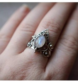 Natural Moonstone 925 Sterling Silver Victorian Style Solitaire Ring Moonstone Ring Sterling Silver Ring Oval Moonstone Cubic...