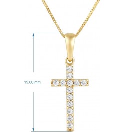 14K Solid Gold Cross | Pave Round Cut Cubic Zirconia Pendant Necklace | 15mm Long, 30 CTW | 16 Inch or 18 Inch Chain | With G...