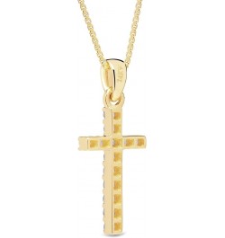 14K Solid Gold Cross | Pave Round Cut Cubic Zirconia Pendant Necklace | 15mm Long, 30 CTW | 16 Inch or 18 Inch Chain | With G...