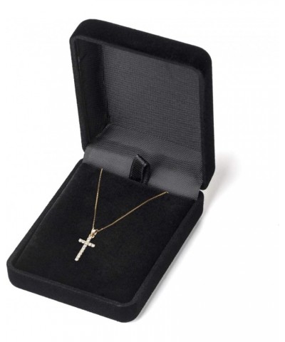 14K Solid Gold Cross | Pave Round Cut Cubic Zirconia Pendant Necklace | 15mm Long, 30 CTW | 16 Inch or 18 Inch Chain | With G...