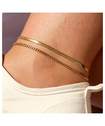 Gold Layered Ankle Bracelets for Women Layering Anklets Set Bracelet 14k Gold Plated CZ Rhinestone Chain Anklet Bracelets Dai...